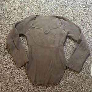 Brown/Taupe Ribbed Long Sleeve Sweater